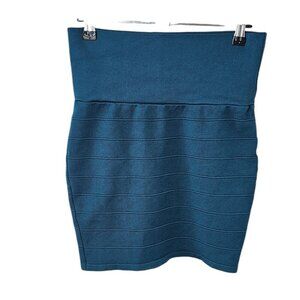 Cherry K USA Womens Bodycon Wide Waistband Mini Skirt, Teal, Size Large